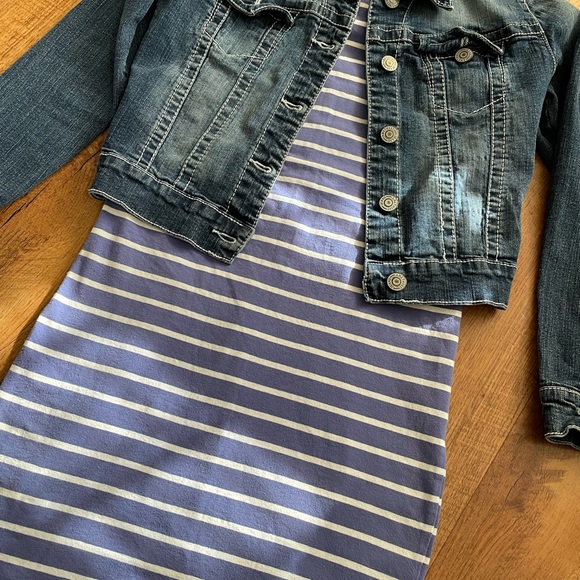 Light Blue and white striped Old Navy Skater Dress - Picture 5 of 11